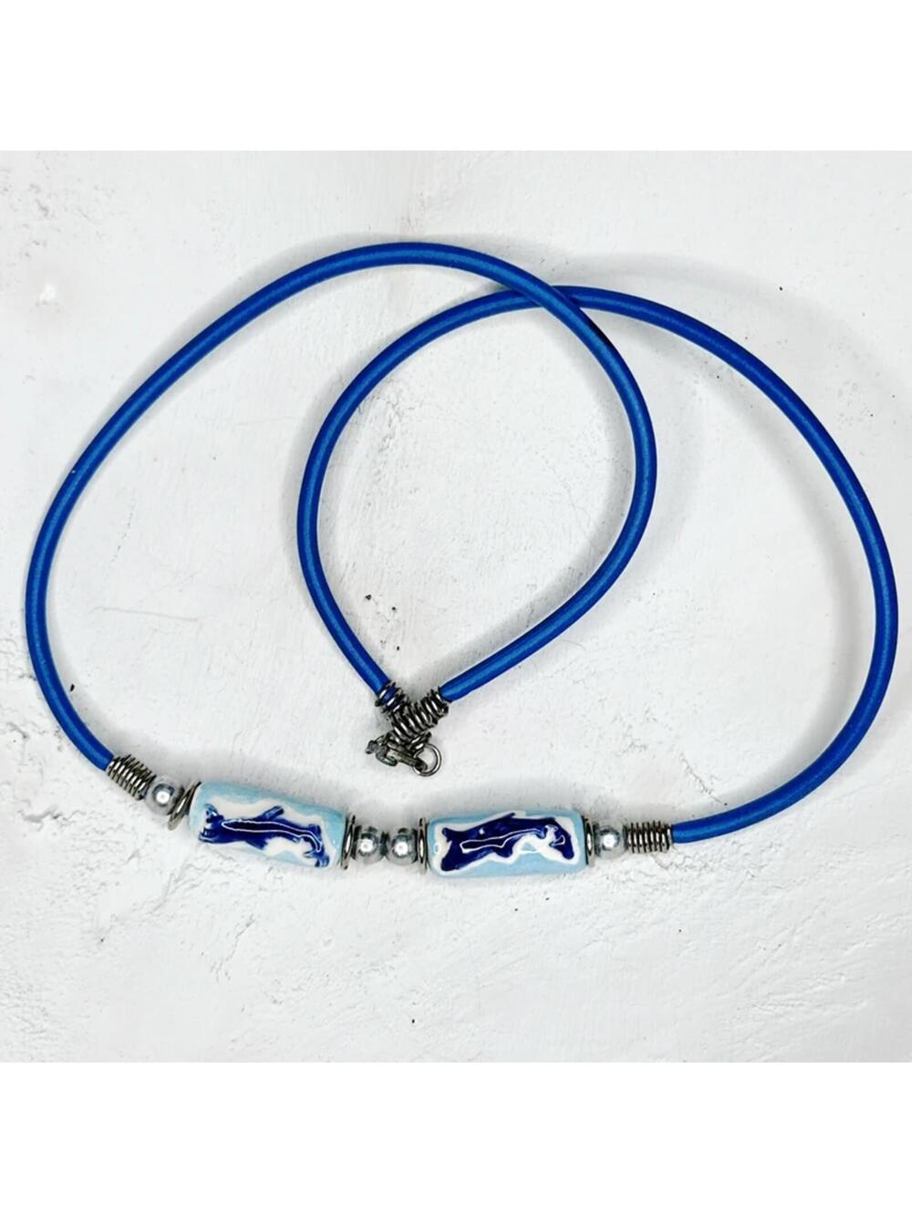7510u. Dolphin Ceramic Necklace